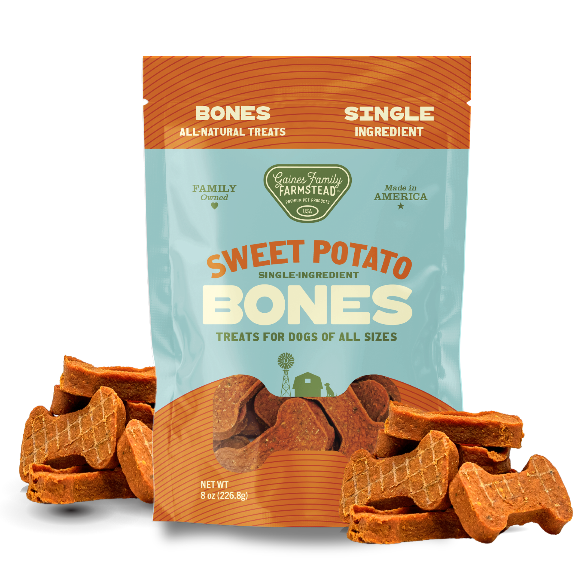 Gaines Family Farmstead sweet potato bones single ingredient American-grown dog chews
