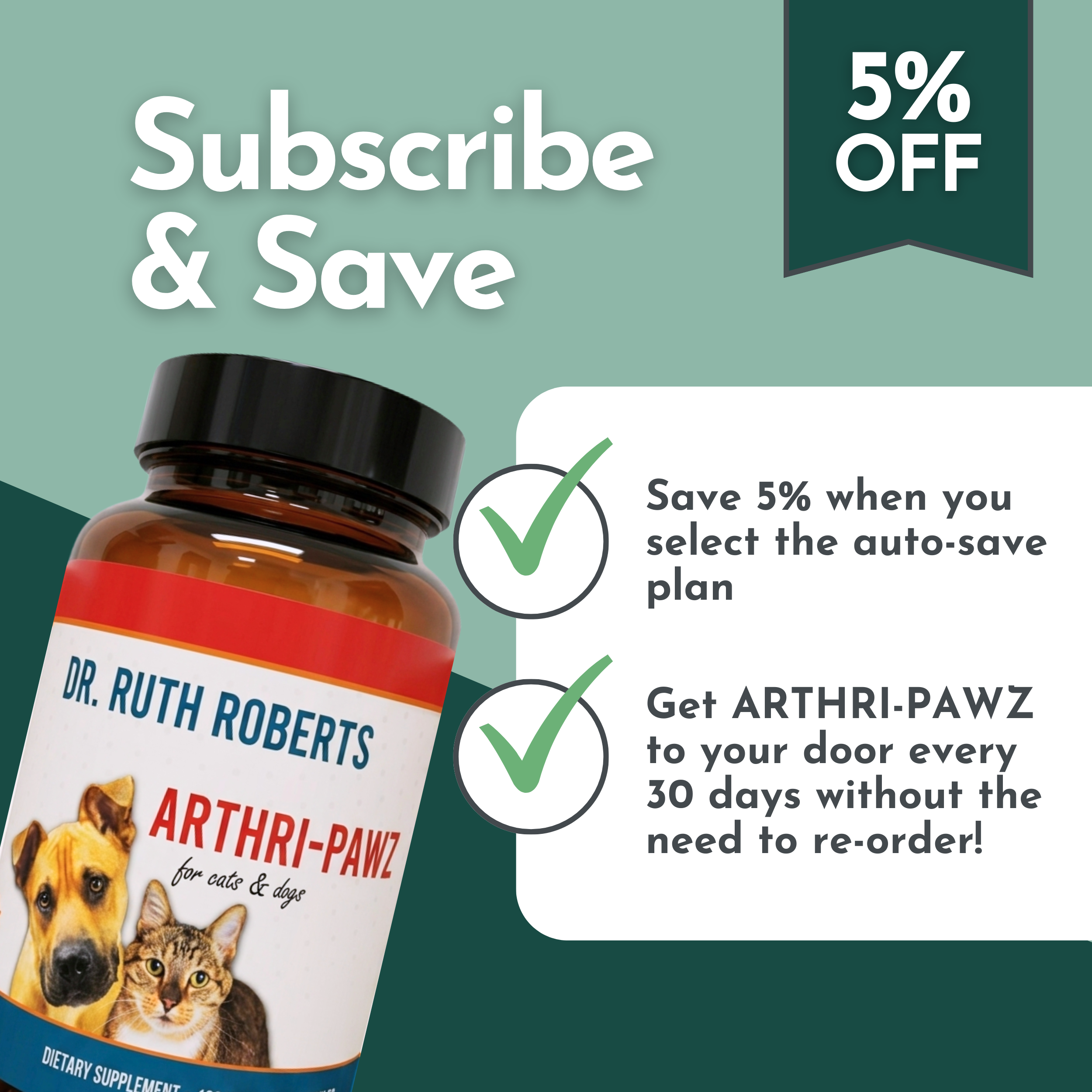 Arthri-Pawz Glucosamine Joint Supplement for Dogs and Cats