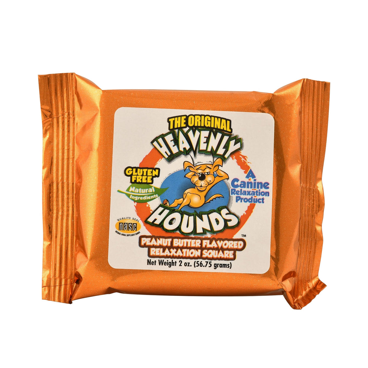 Heavenly Hounds Relaxation Squares peanut butter calming treats for dogs on white