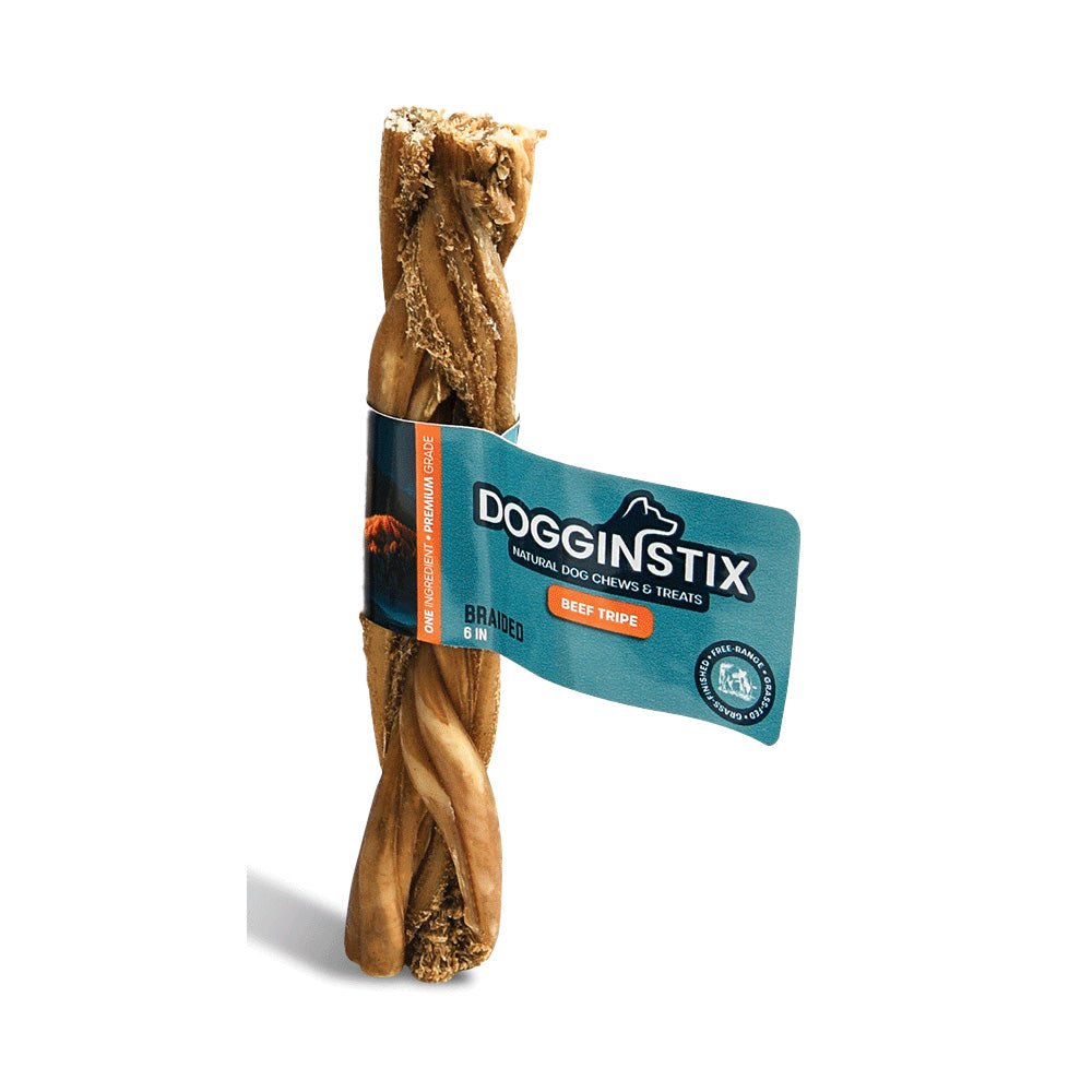 Dogginstix braided beef tripe chew, 6 inch