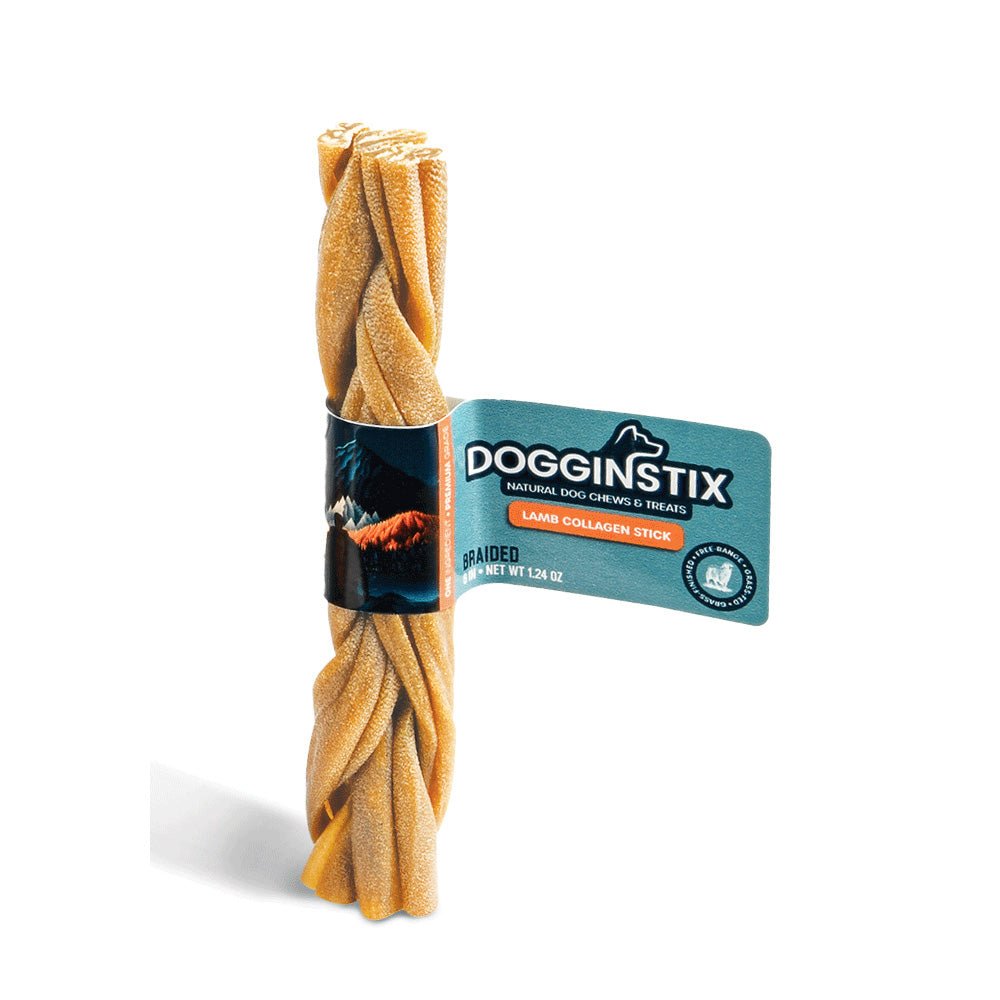 Dogginstix braided lamb collagen chew, 6 inch