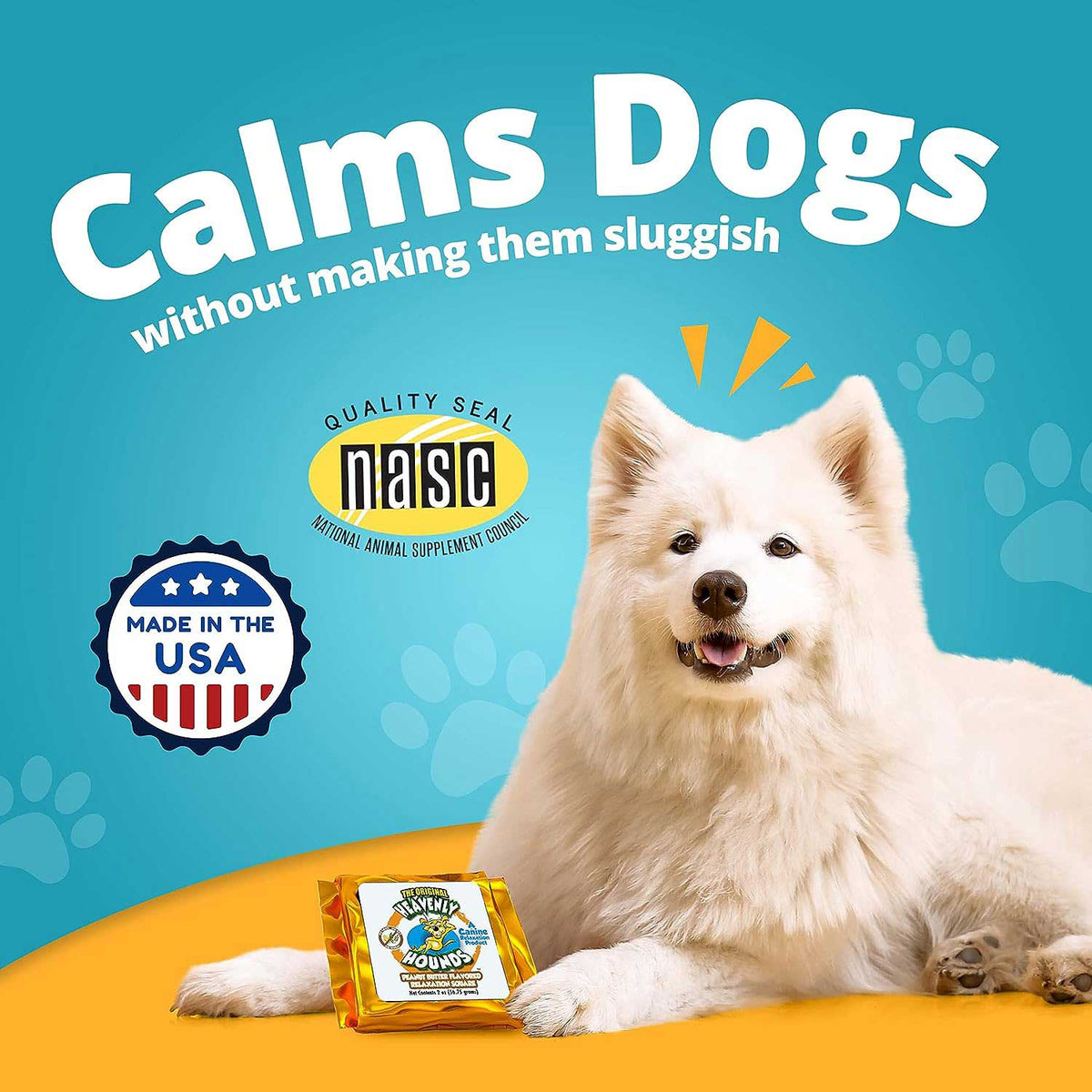 White dog relaxing with Heavenly Hounds Relaxation Squares
