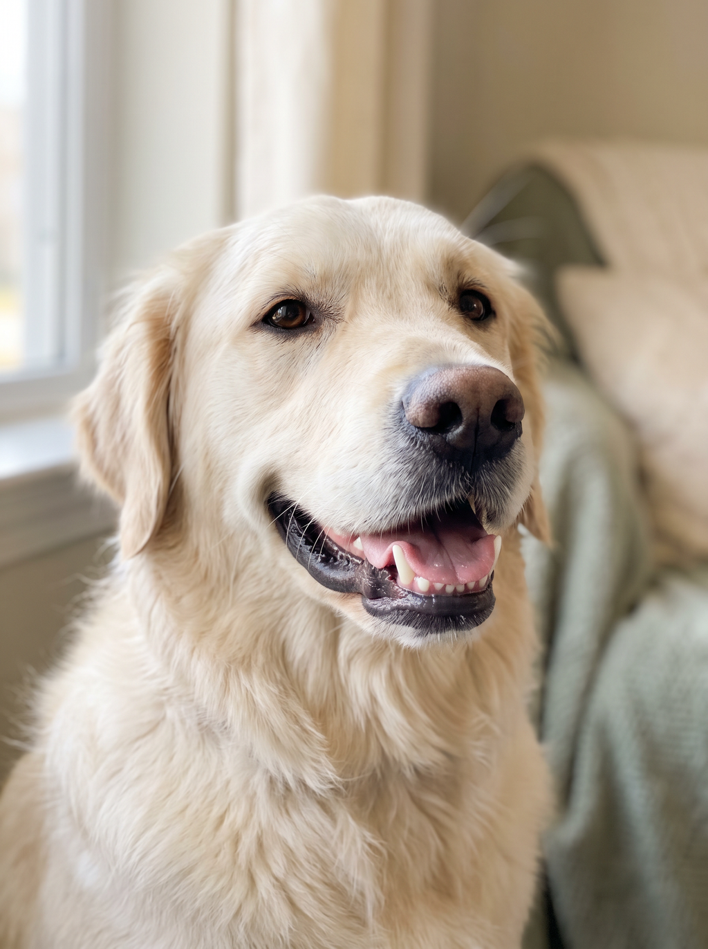 Happy dog with a clean bright smile
