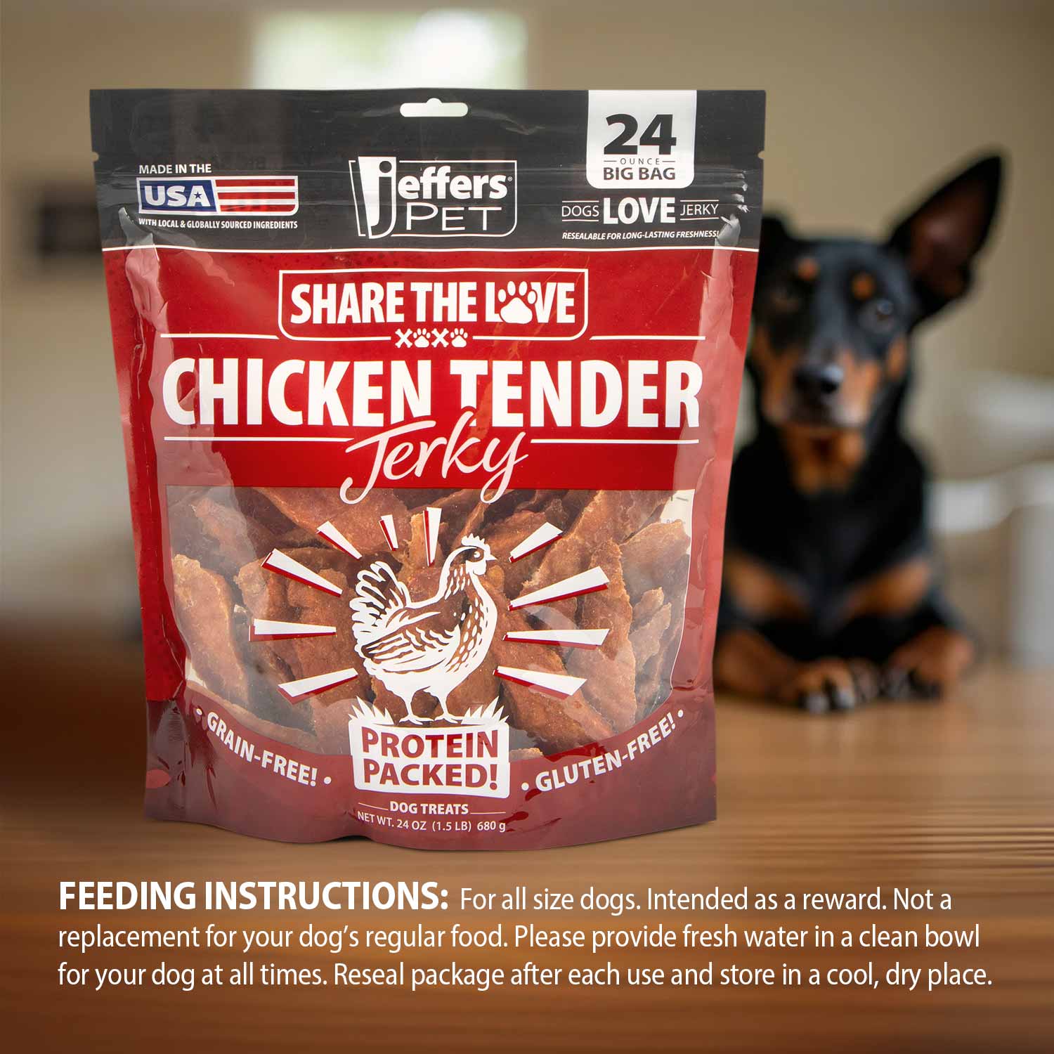 Jeffers Natural Chicken Jerky for Dogs (24 oz)
